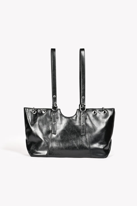 PATENT BUCKLED TOTE BAG