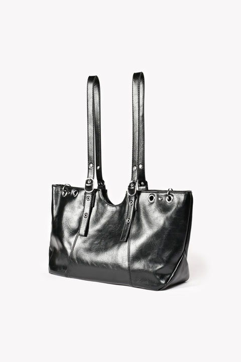 PATENT BUCKLED TOTE BAG