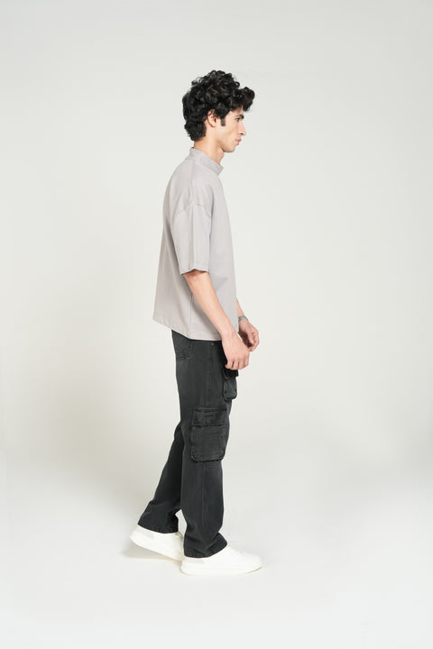 BOXY FIT MOCK NECK TEE