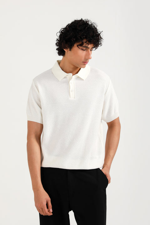 TEXTURED KNITTED POLO