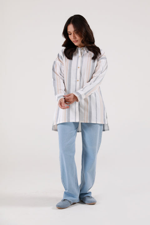 TEXTURED OVERSIZED BUTTON-DOWN SHIRT