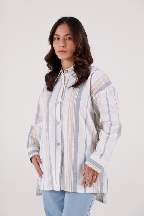 TEXTURED OVERSIZED BUTTON-DOWN SHIRT