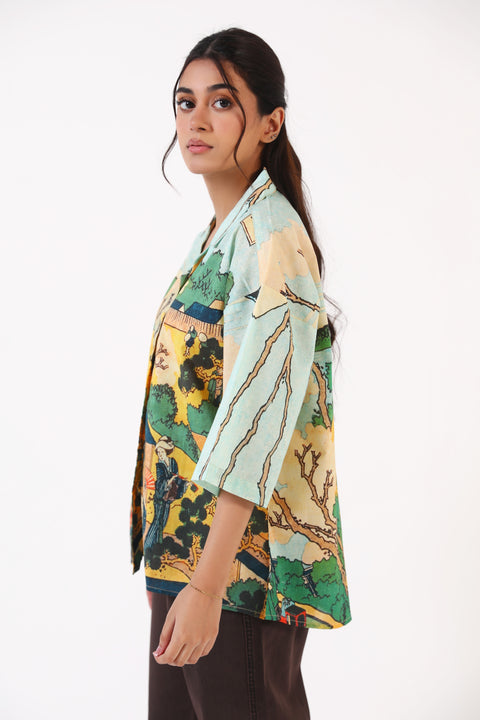 PRINTED BUTTON DOWN SHIRT