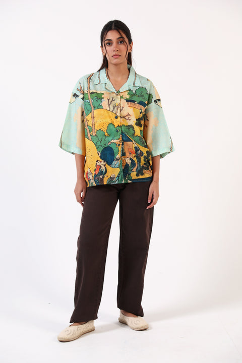 PRINTED BUTTON DOWN SHIRT