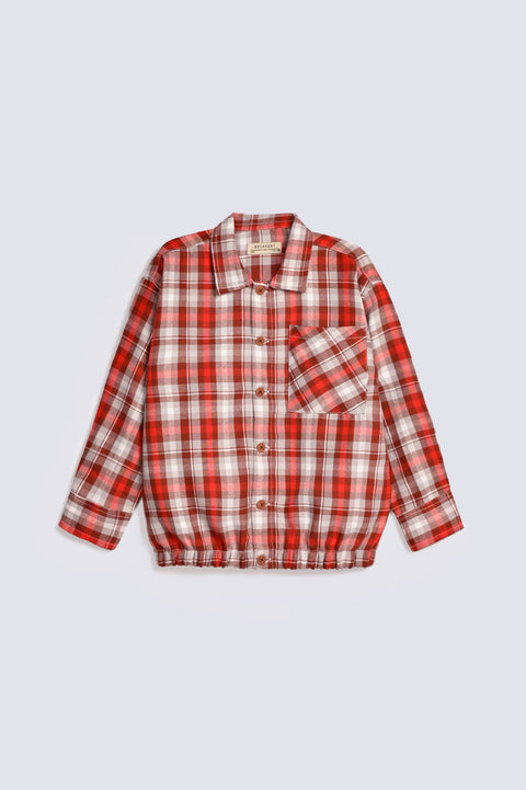 BOYS ELASTIC HEM CHECKERED SHIRT