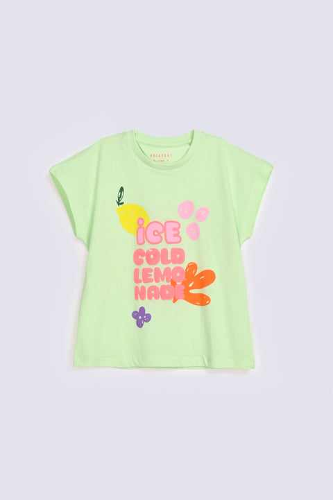 GIRLS DROP SHOULDER PRINTED T-SHIRT