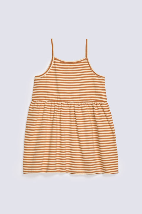 GIRLS EMBROIDERED FLOWER STRIPED DRESS