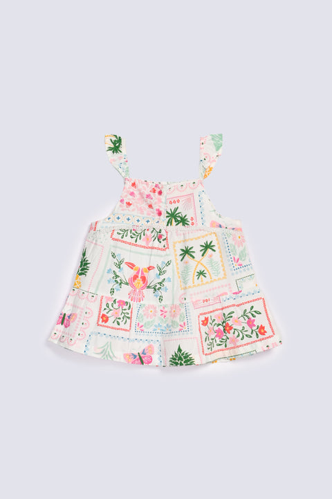 GIRLS LACE PRINTED TOP